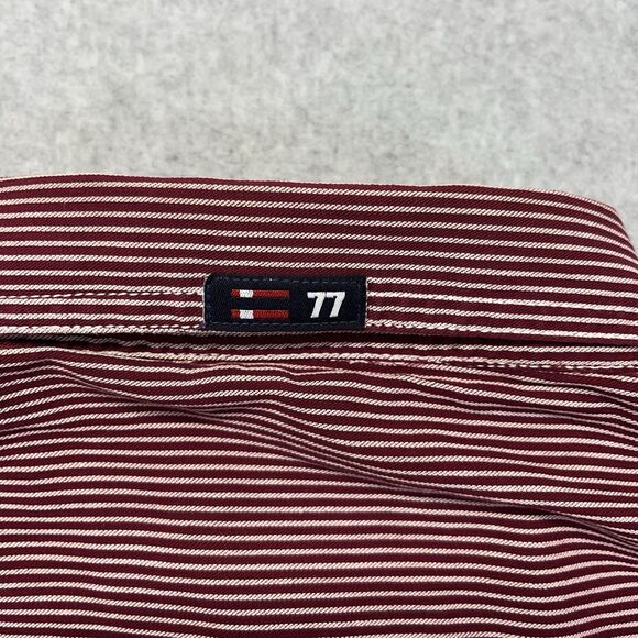 VTG Bugle Boy 77 Button Up Shirt Men 3XL Red White Pockets Striped Logo Y2K - Picture 9 of 12